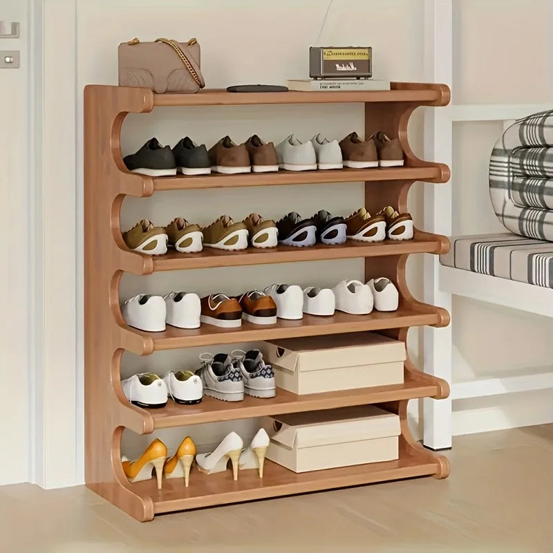 Wooden Multi Layer Shoe Rack Organizer Space Saving Design