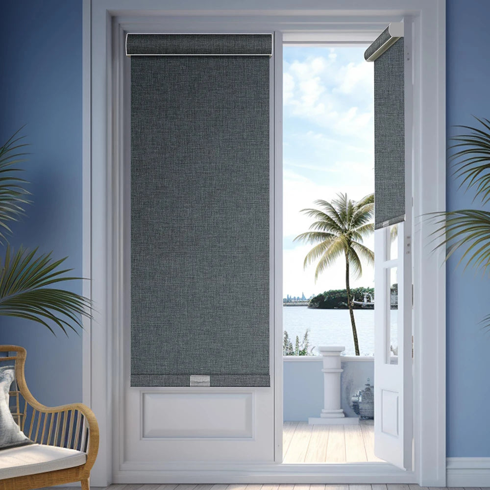 Pocageum Cordless Cassette Roller Shade Linen 100 Percent Blackout Blinds