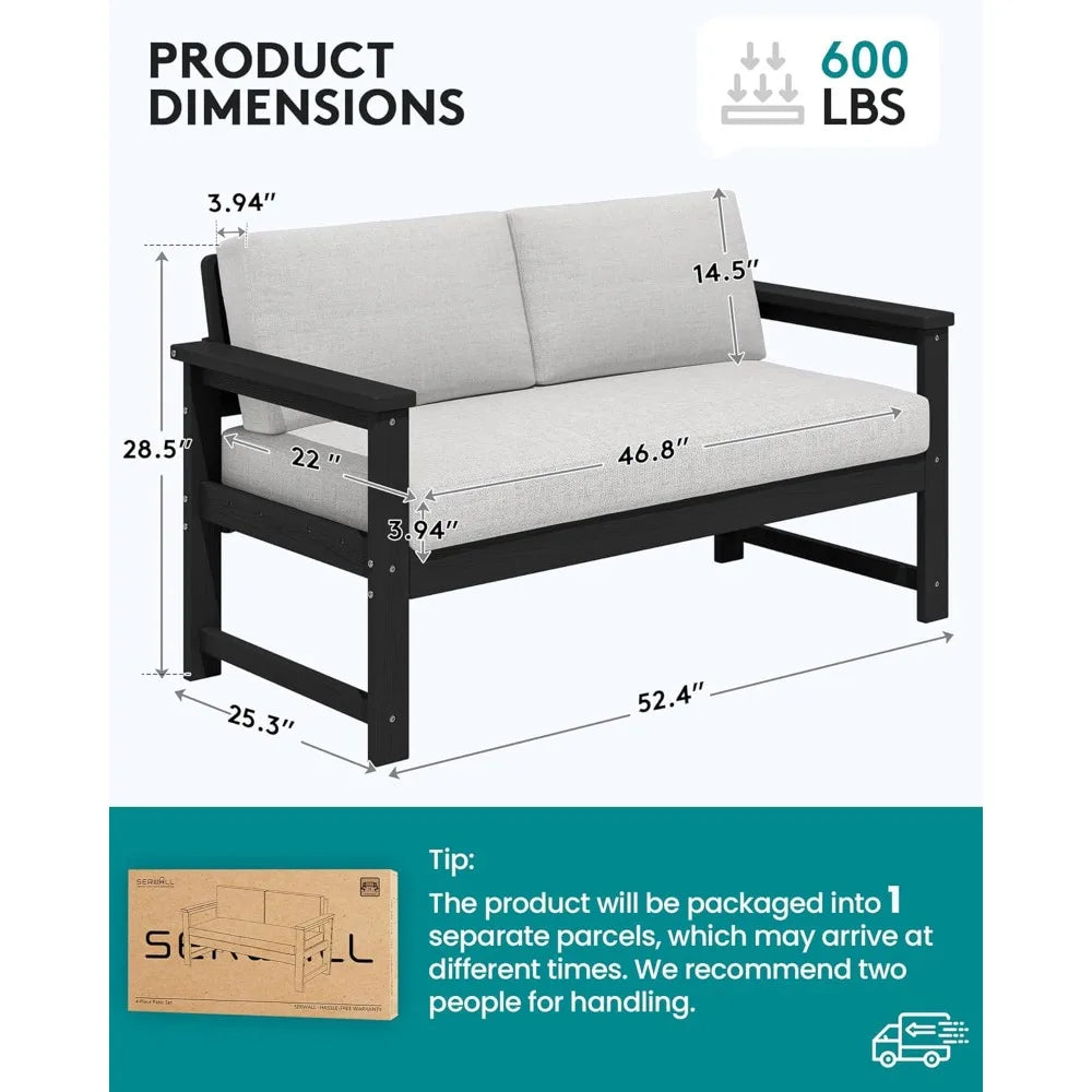 Frame All-Weather HDPE Outdoor Loveseat With Cushions