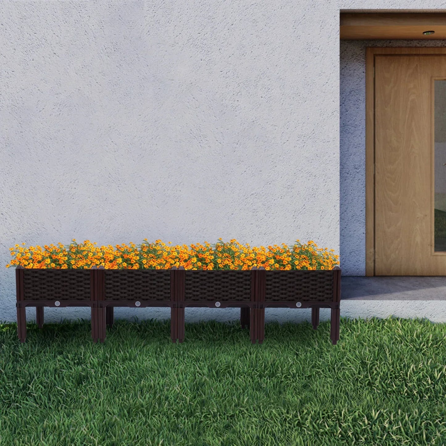 Raised Garden Box Set 4 Piece For Patio And Balcony