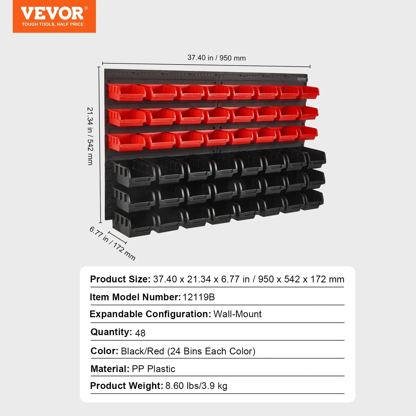 SucceBuy Wall Mounted Storage Bins Organizer For Garage Tools