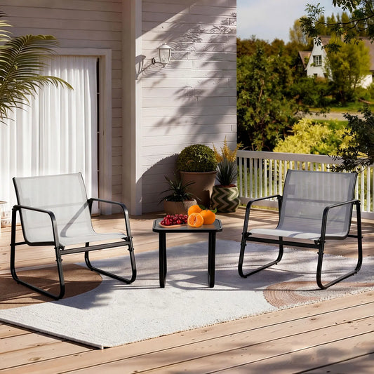 JHK Patio Furniture 3 Piece Set With Table Outdoor Metal