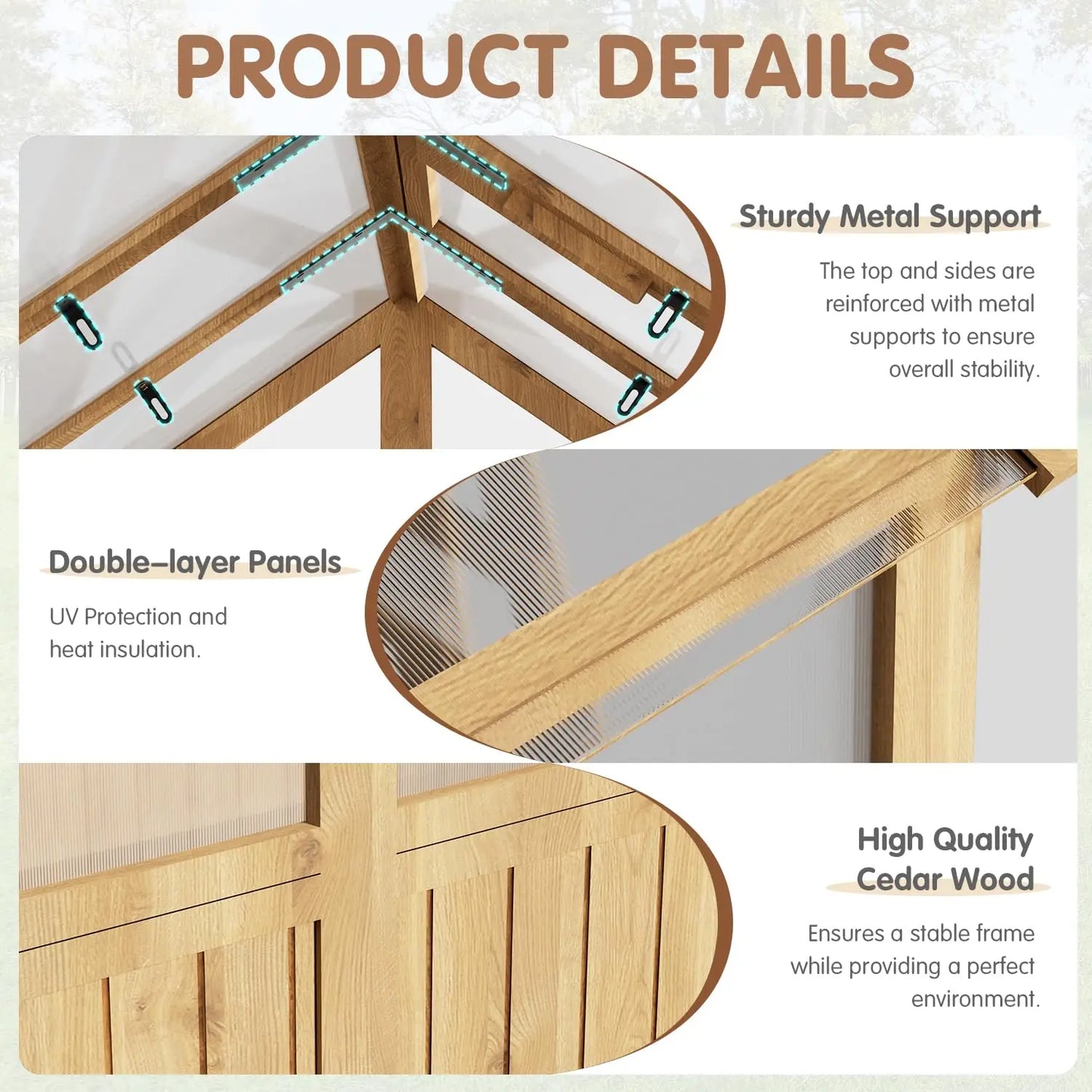 Wooden Cedar Frame Walk In Greenhouse With Polycarbonate Panels
