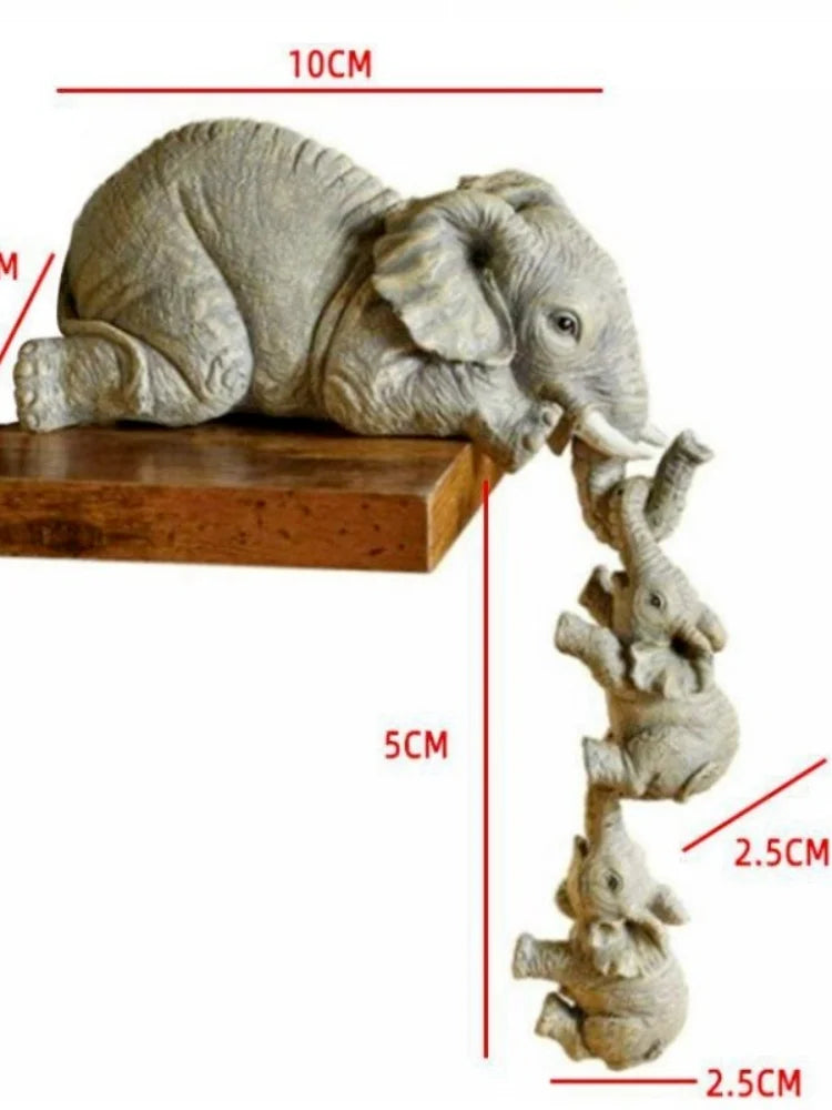 Three Piece Cute Elephant Figurines Resin Home Decor Gift Set