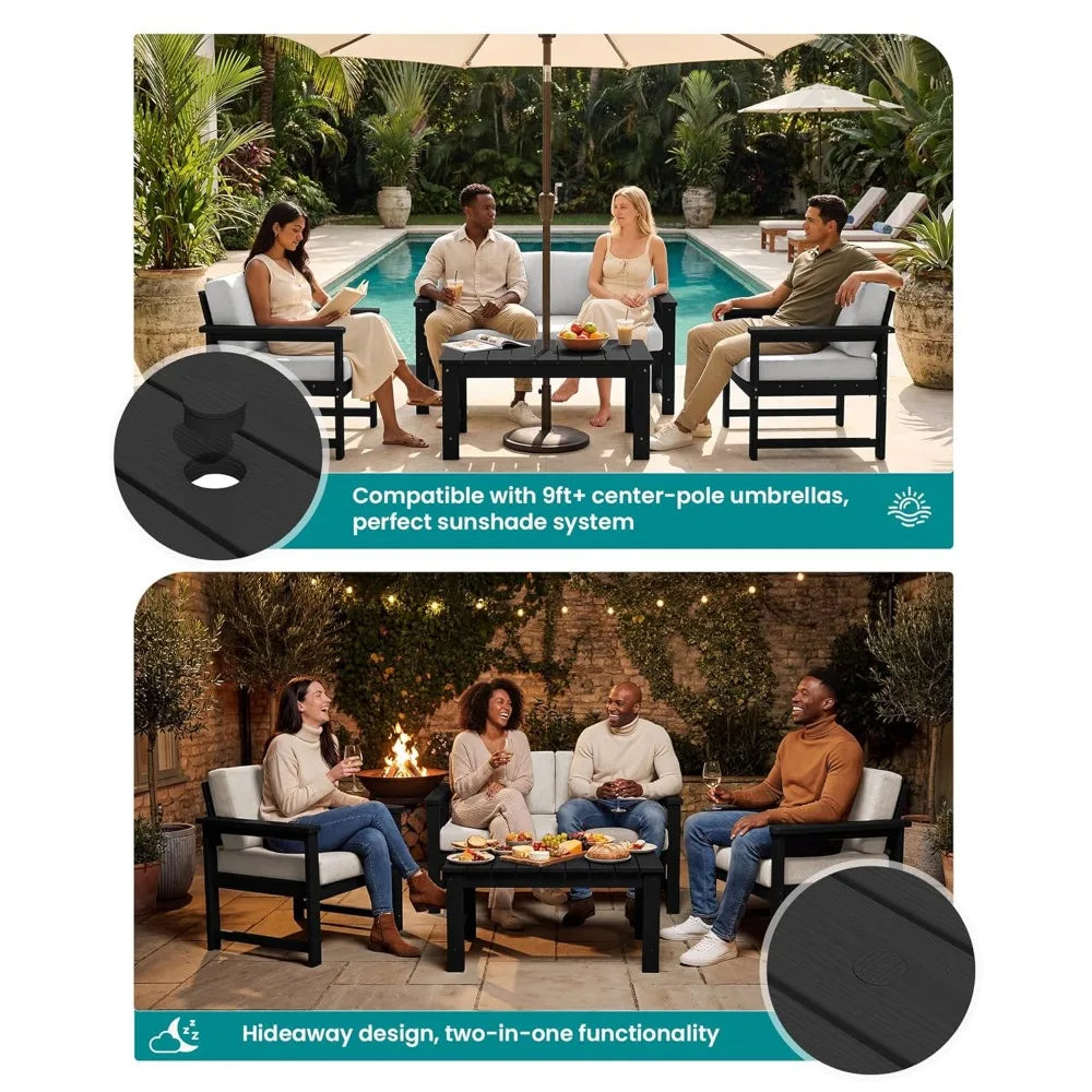Frame All-Weather HDPE Outdoor Loveseat With Cushions