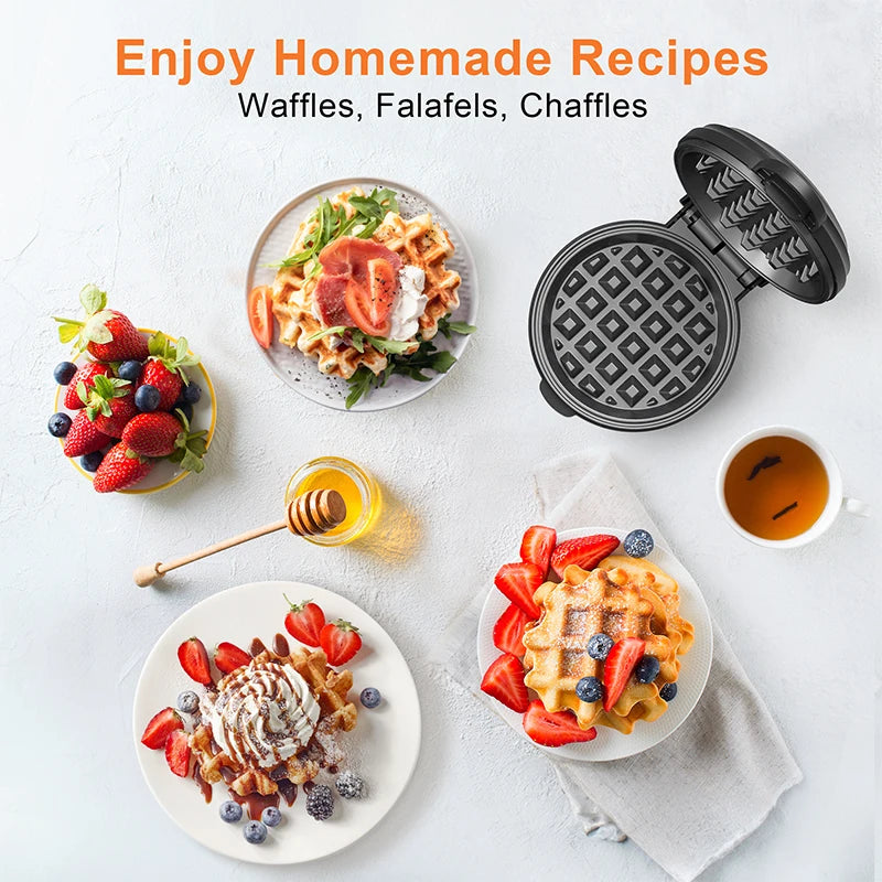 Crownful 250W Mini Waffle Maker Interchangeable Sandwich Cake Plates
