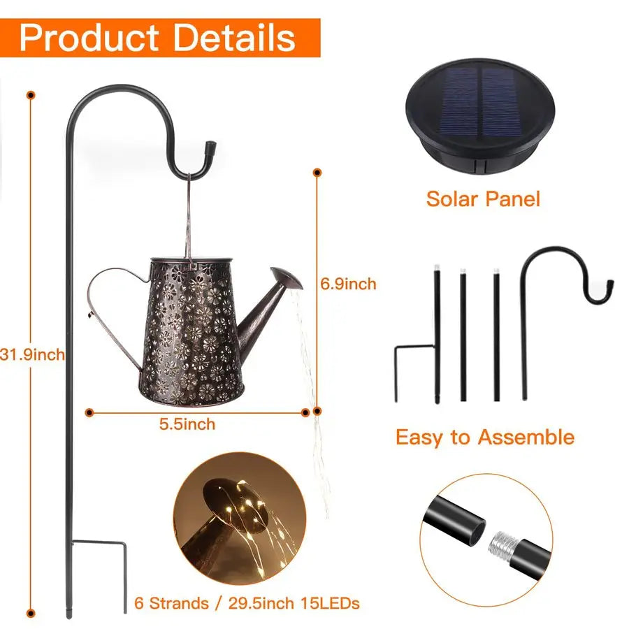Ya Solar Watering Can With Lights Outdoor Garden Lantern