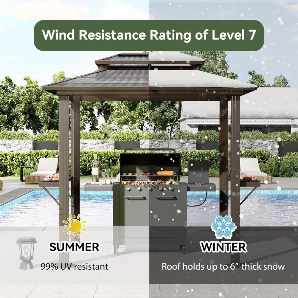 DUOFU Aluminum BBQ Gazebo With Shelves For Patio And Garden