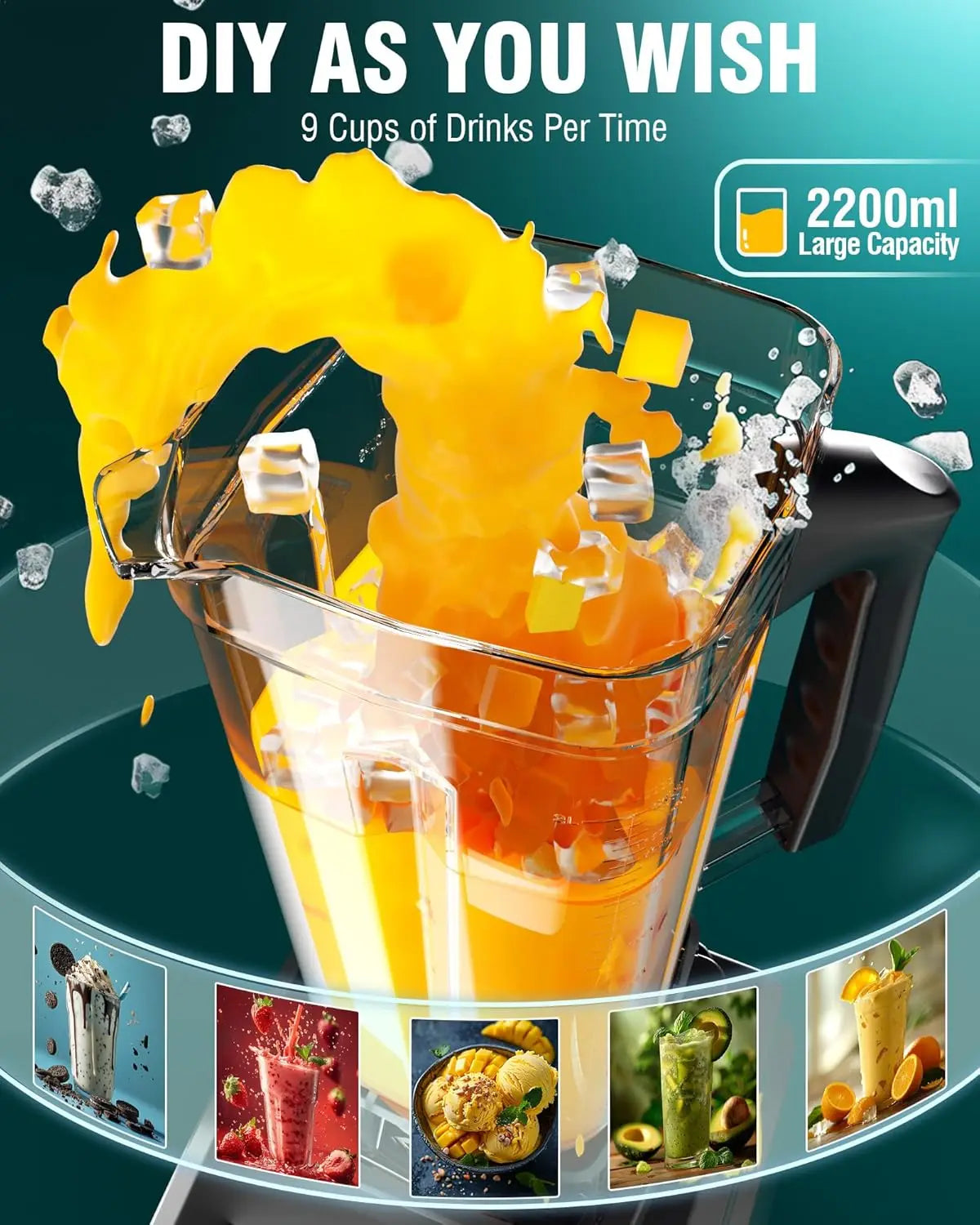 WantJoin 1800W Professional Commercial Blender For Kitchen