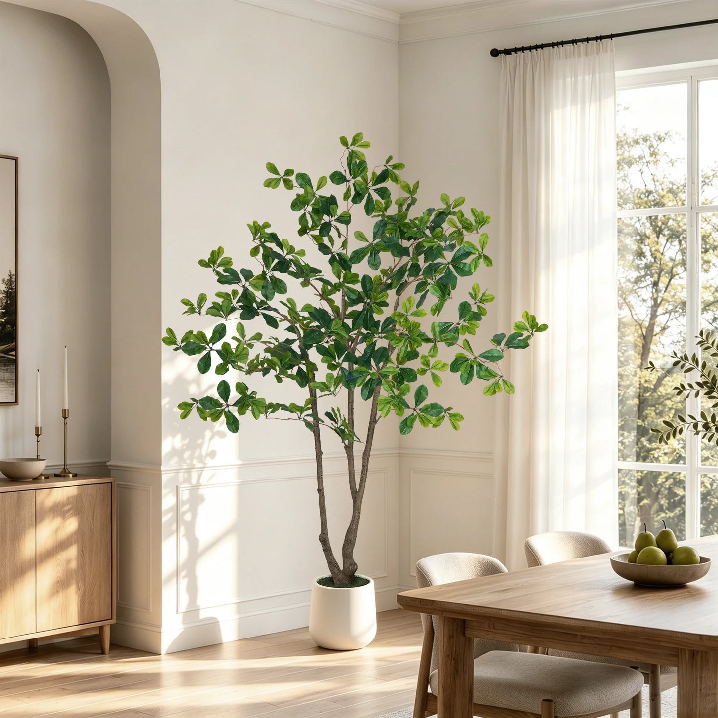 Faux Olive Tree In Round Pot For Indoor Home Decor