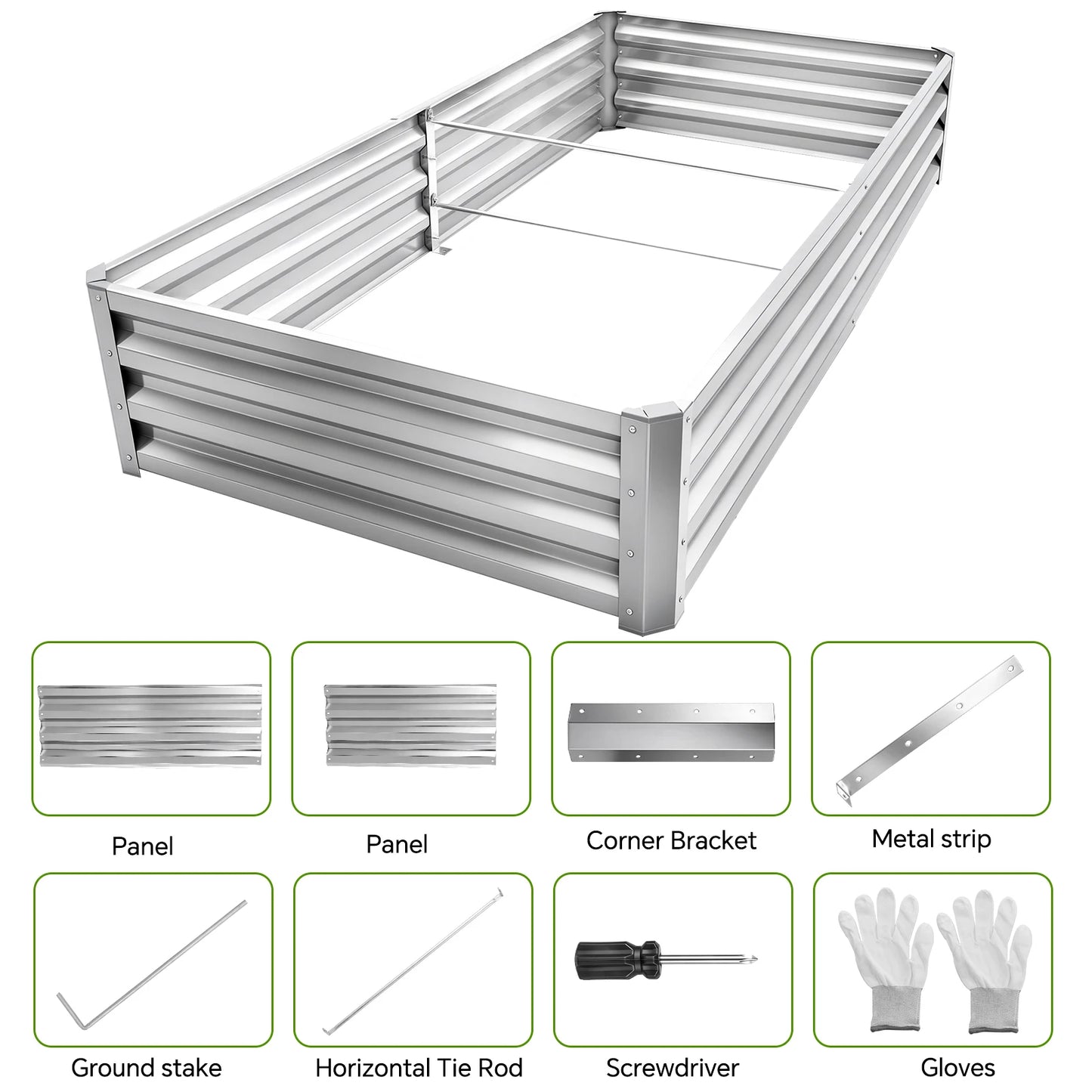 Galvanized Metal Raised Garden Bed for Outdoor Planter and Vegetables