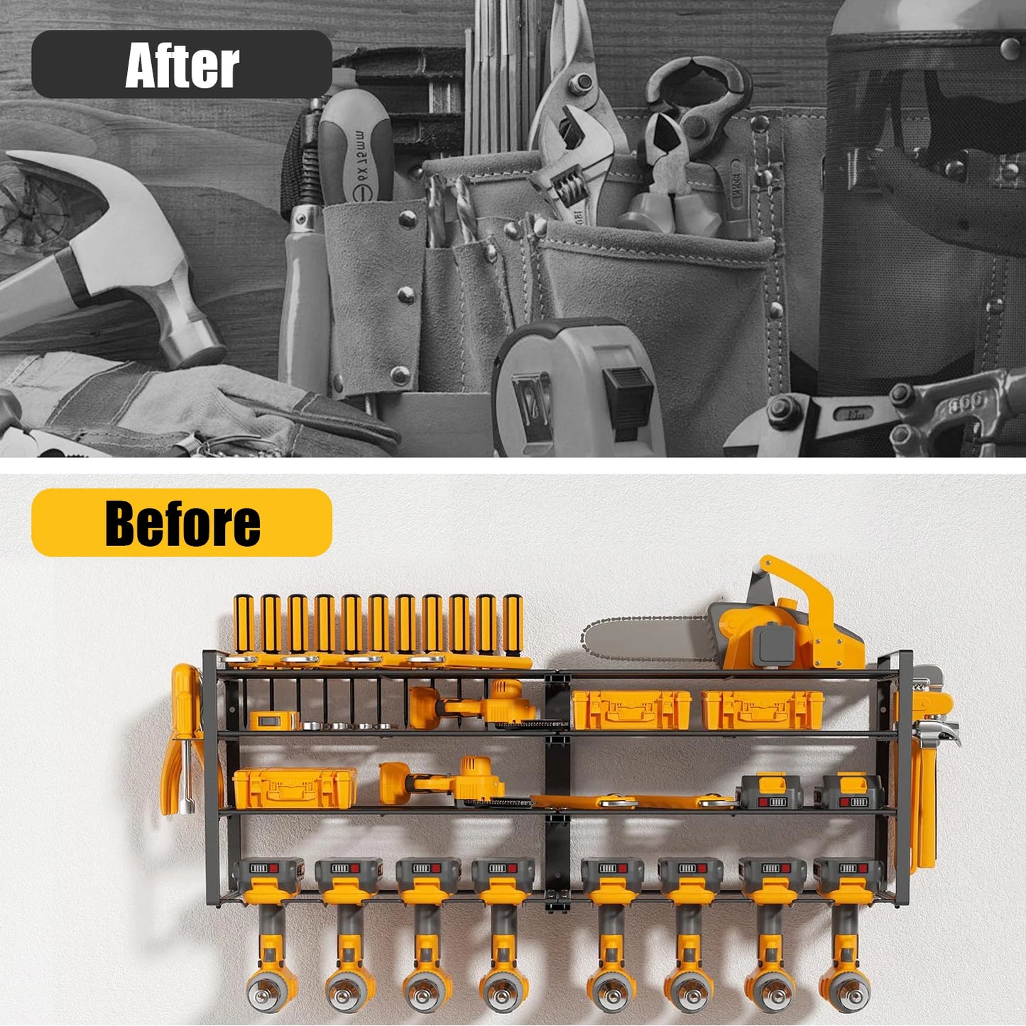 Power Tool Storage Rack 4 Tier Garage Organizer Wall Mount