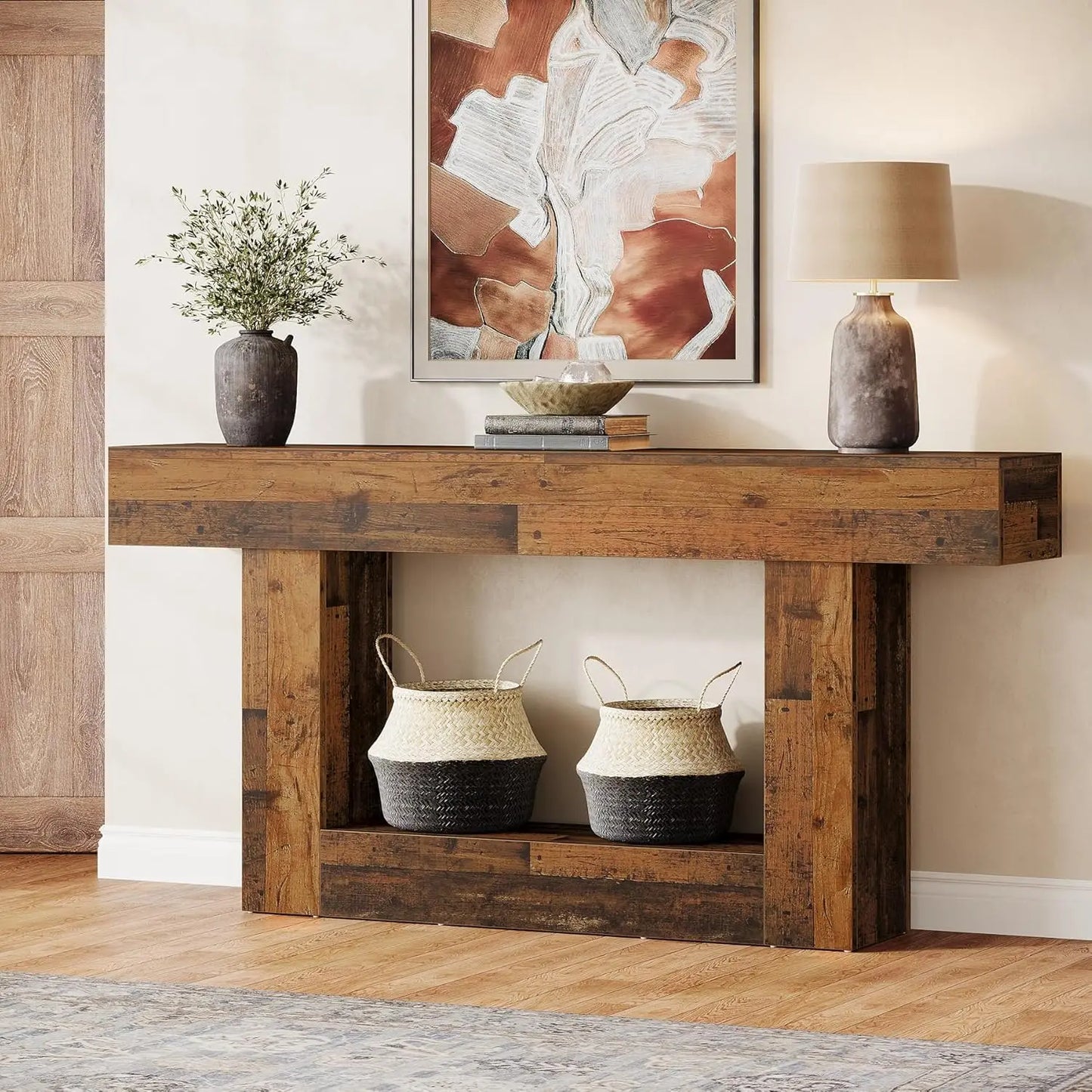 Tribesigns Farmhouse 2-Tier Console Table
