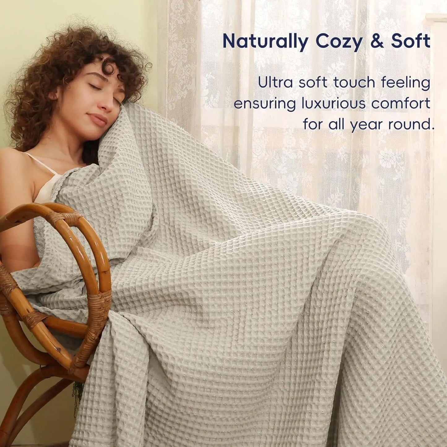 Ultra Soft Waffle Weave Blanket Lightweight Breathable Home Decor