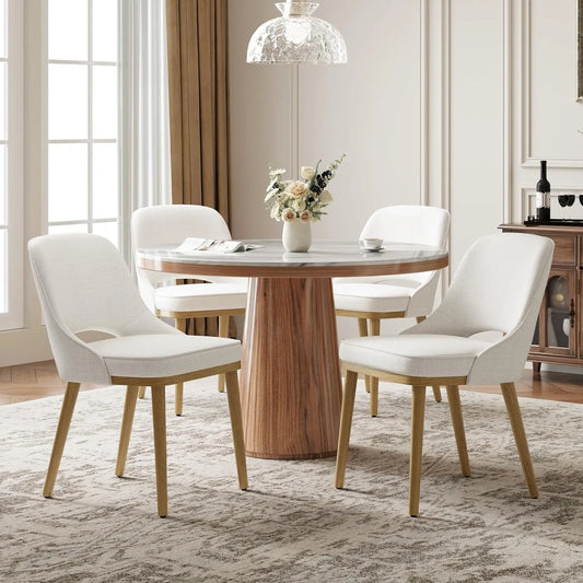 Modern Upholstered Dining Chairs Set Of 4 With Open Back Ergonomic