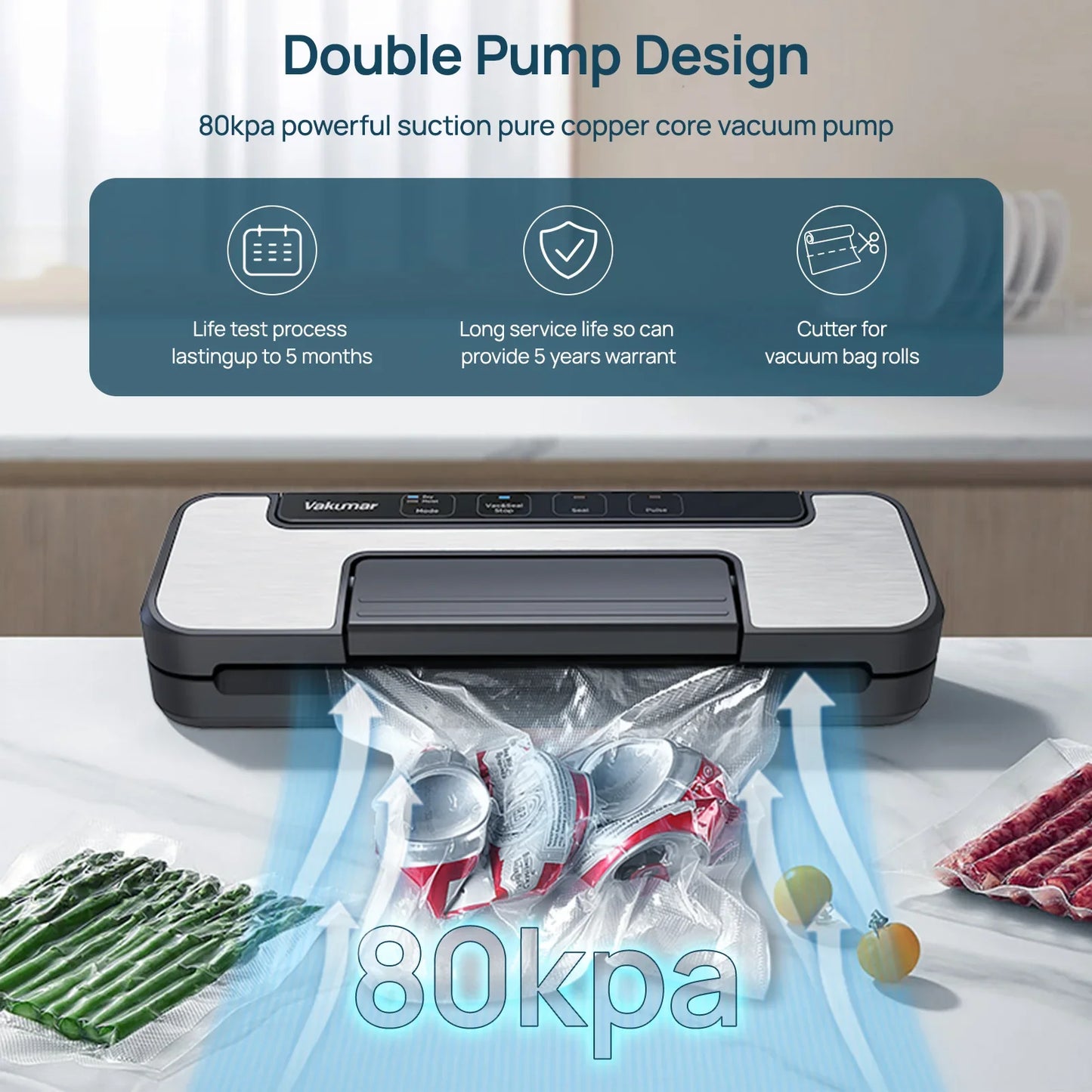 Vakumar VH1506 Vacuum Sealer Machine For Sous Vide Family Kitchen