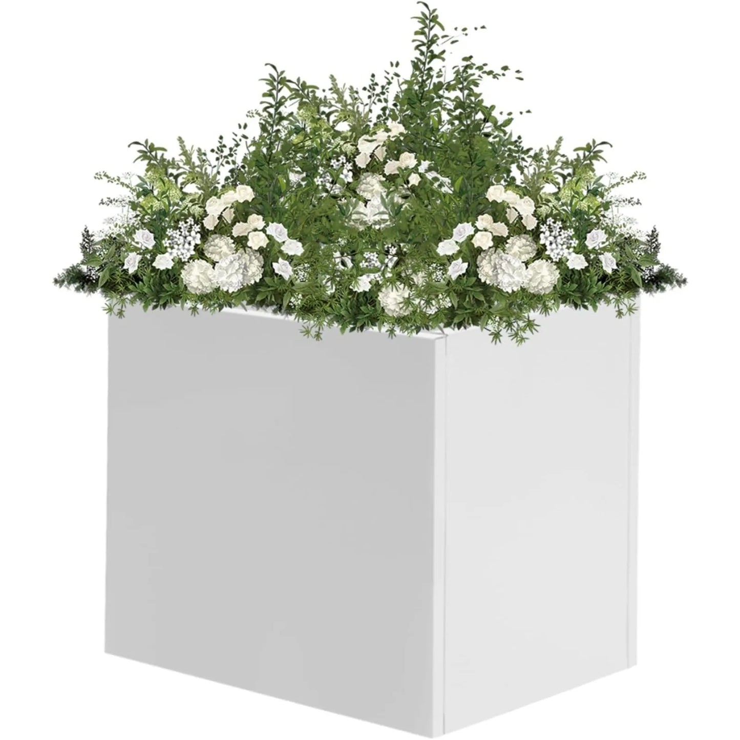White Steel Square Planter Box Durable All Weather Indoor Outdoor