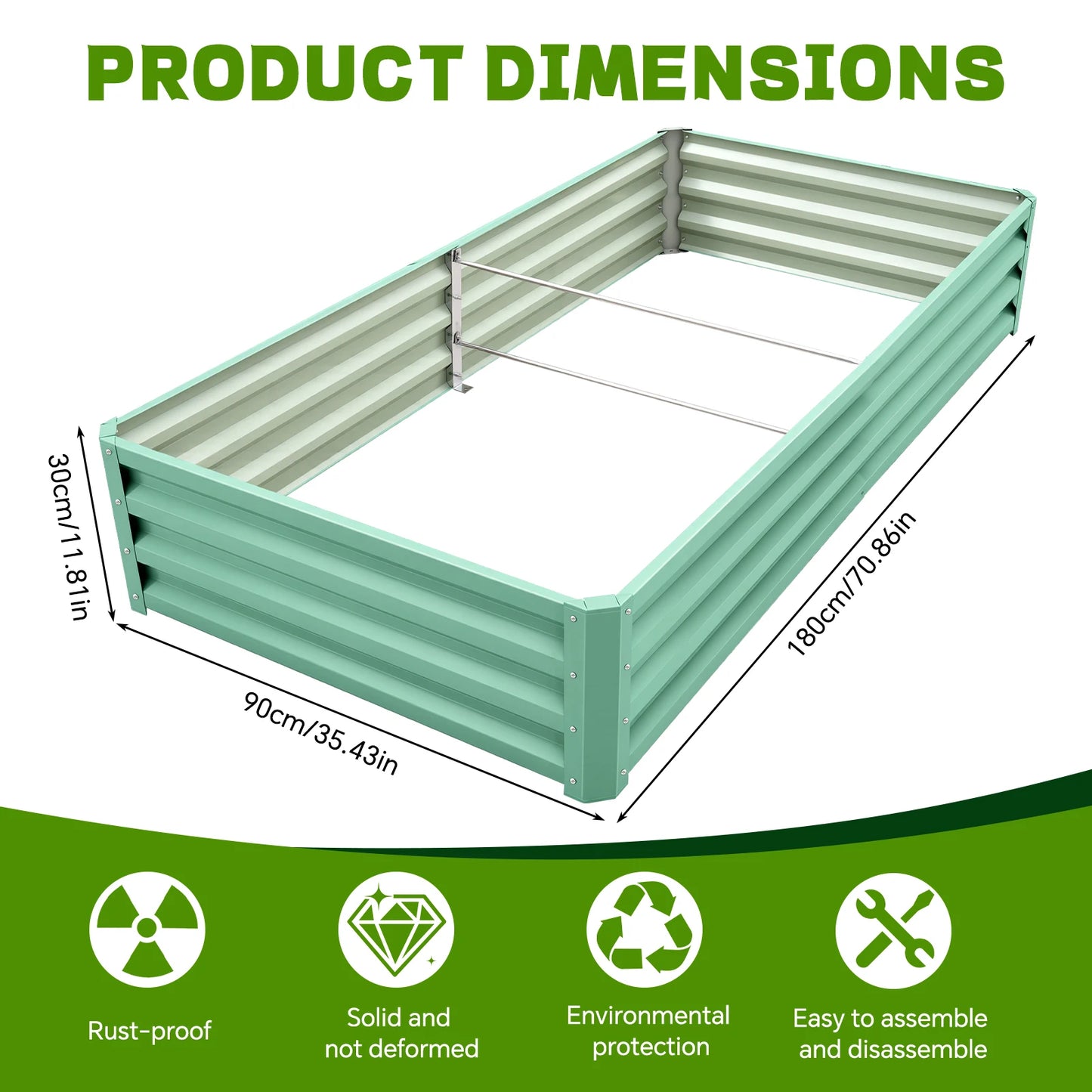 Galvanized Metal Raised Garden Bed for Outdoor Planter and Vegetables