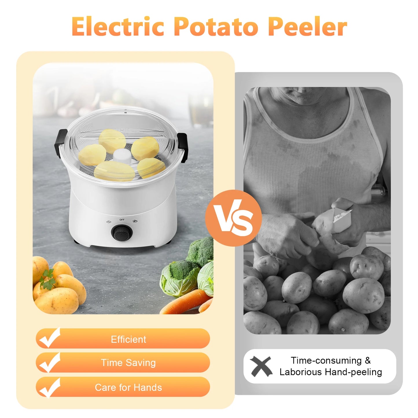 Cylindrical Electric Potato Peeler With Pure Copper Motor 110V 85W