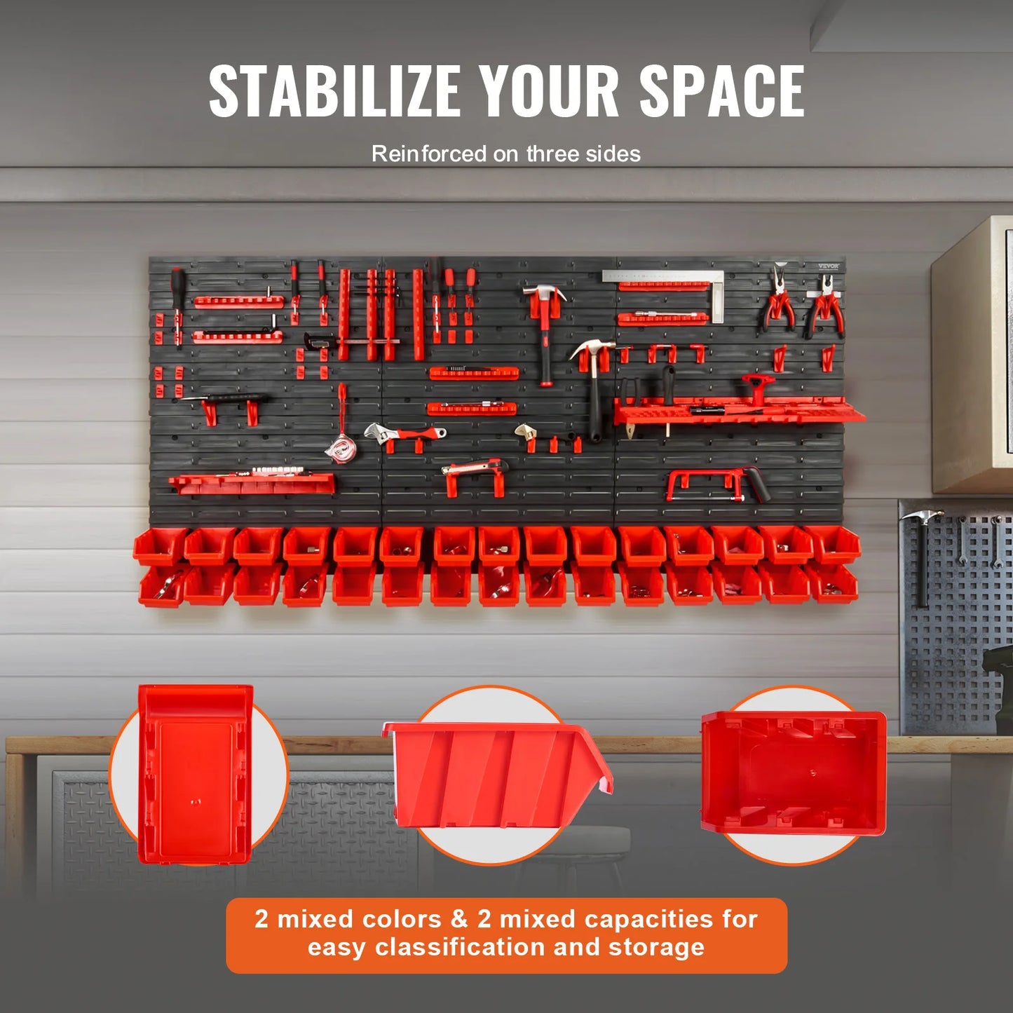 SucceBuy Wall Mounted Storage Bins Organizer For Garage Tools