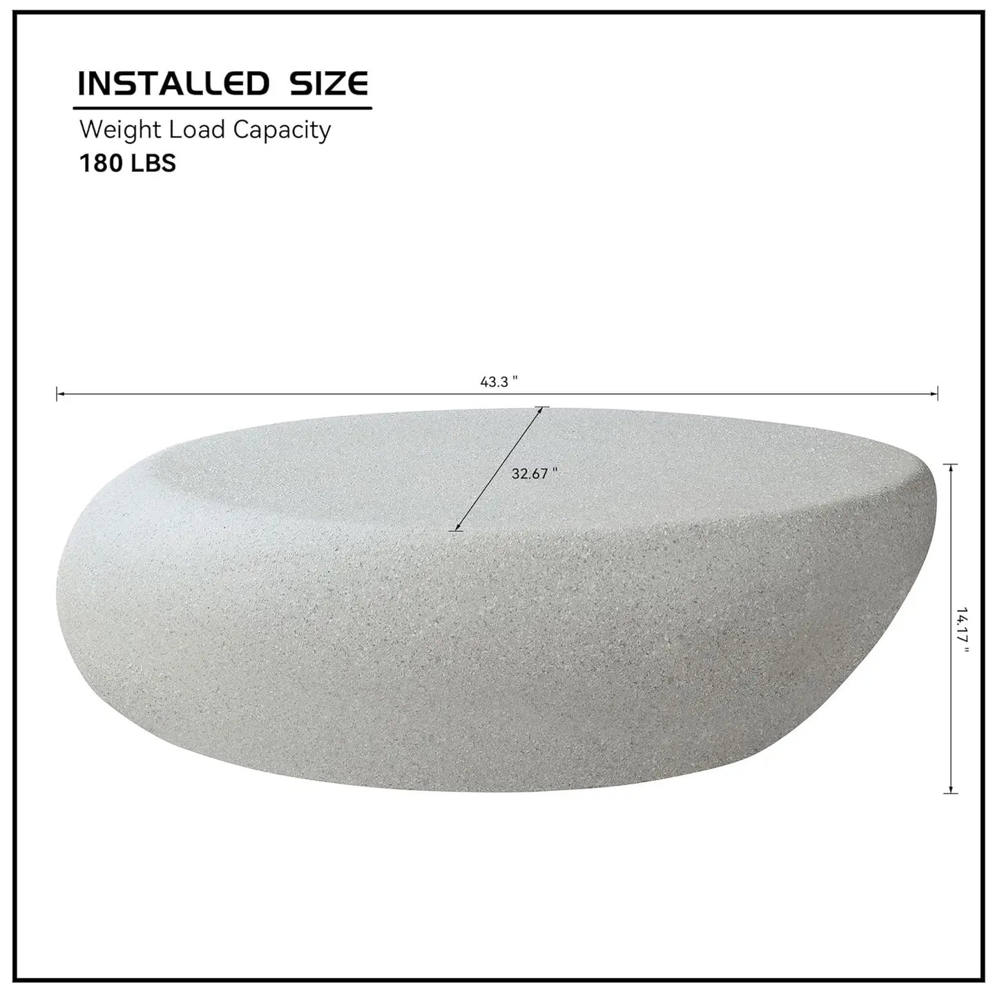 Oval Faux Stone Coffee Table Fiberglass Minimalist No Assembly