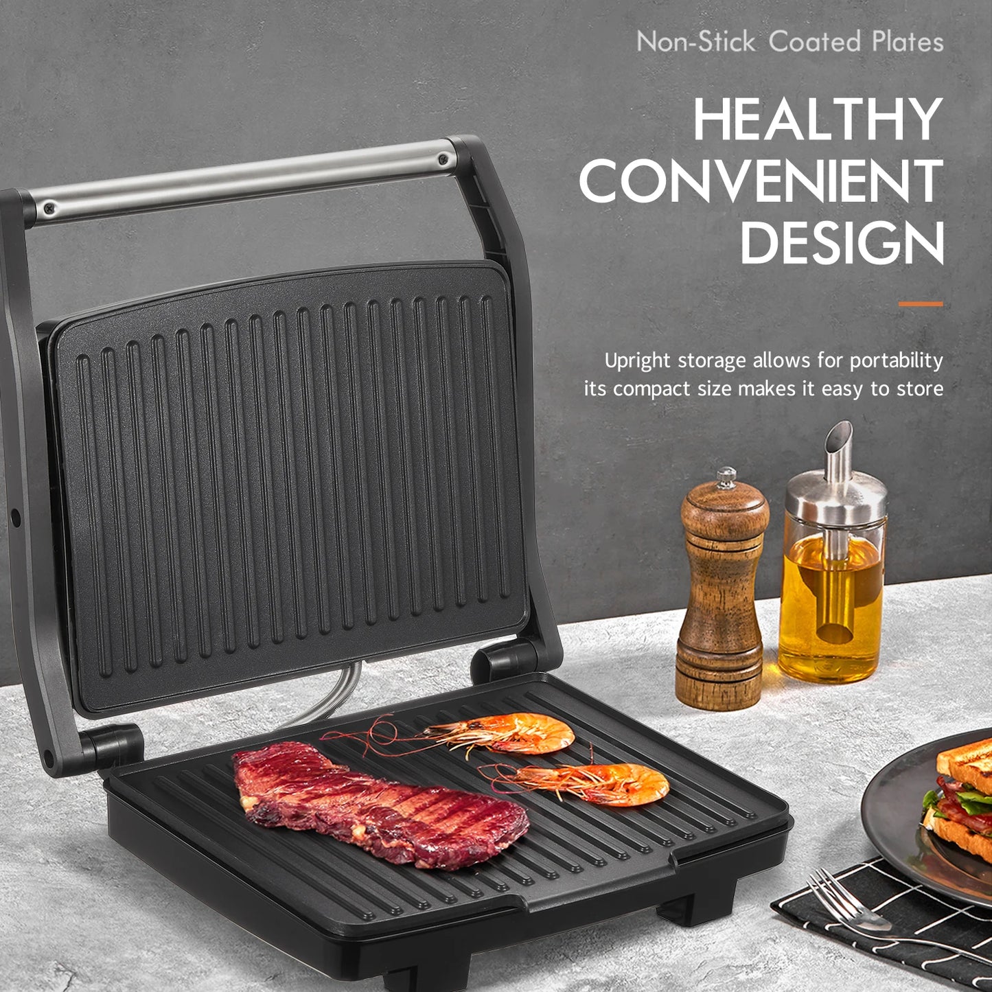 Yabano Panini Press Grill Gourmet Sandwich Maker 1200W
