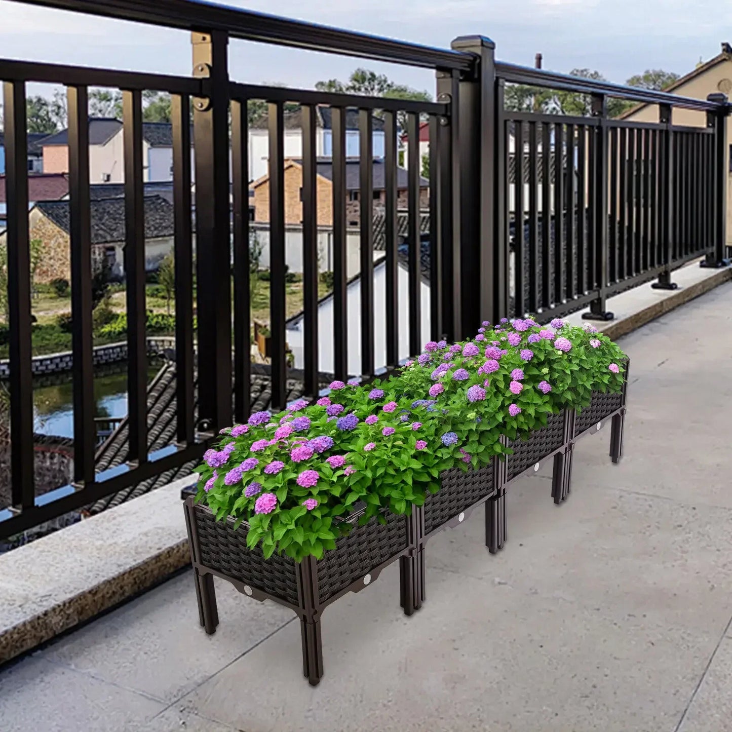 Raised Garden Box Set 4 Piece For Patio And Balcony