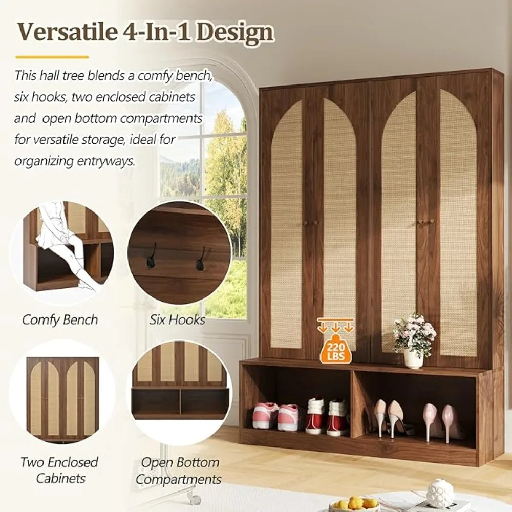 Mudro 4-in-1 Hall Tree With Storage Bench And Hidden Hooks