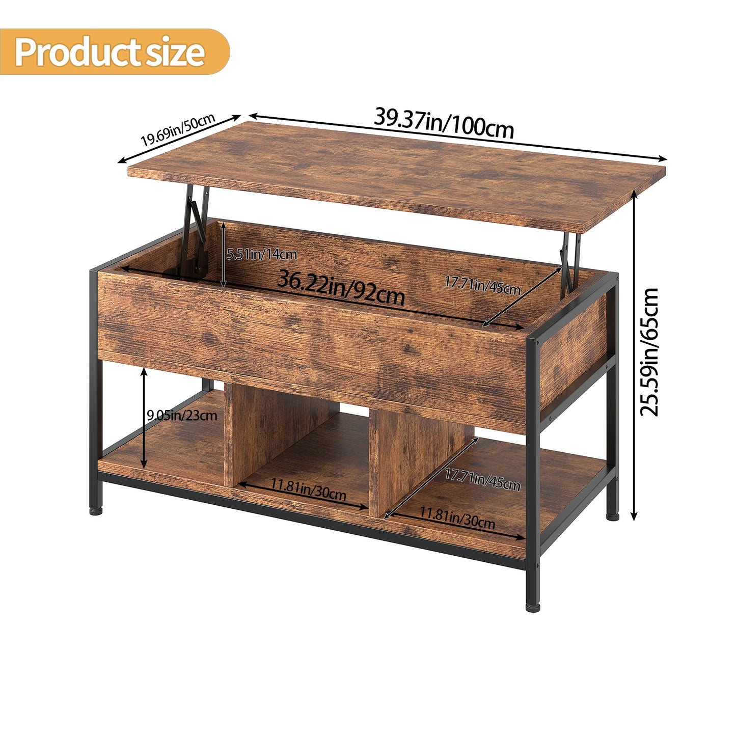 Lift Top Coffee Table With Hidden Storage Compartment