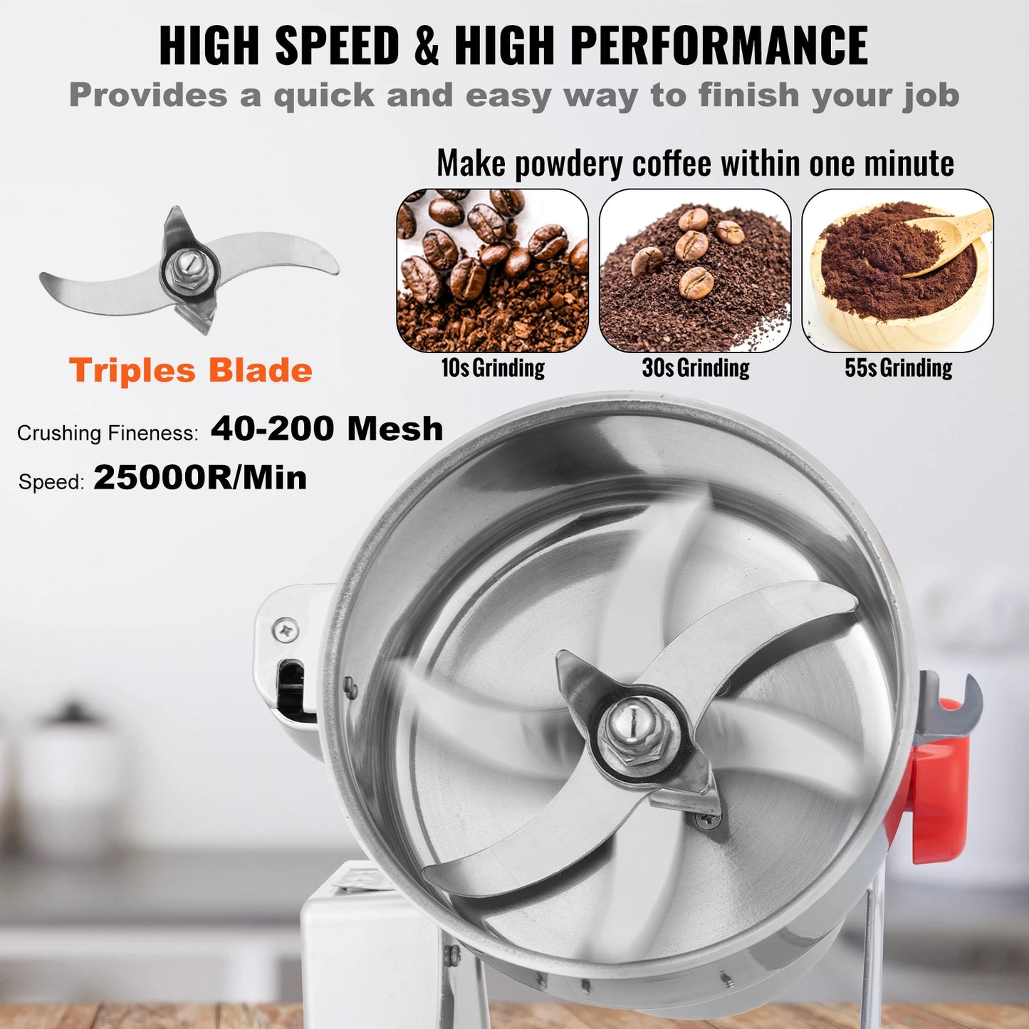 SucceBuy Electric Grain Mill Grinder 150 to 2500g for Spices