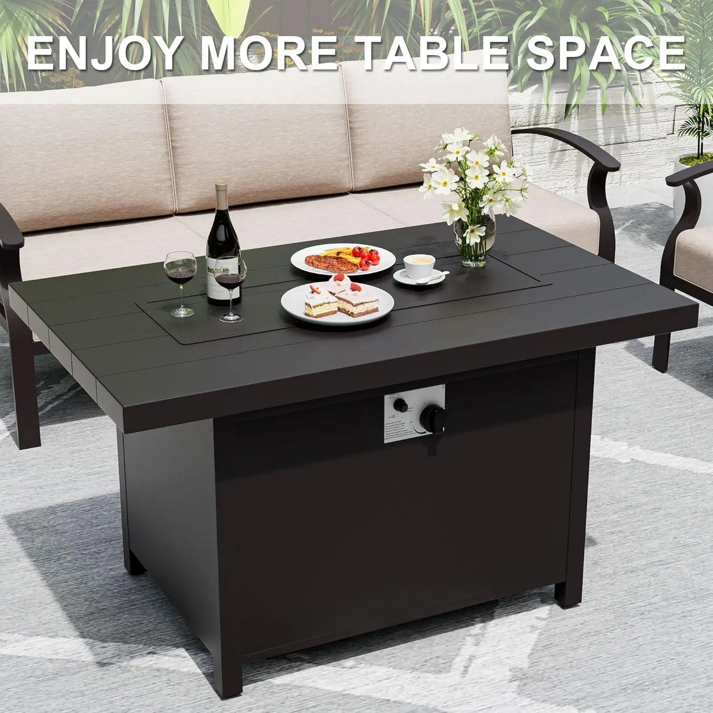 Aluminum Patio Furniture Set With Fire Pit And Waterproof Chairs