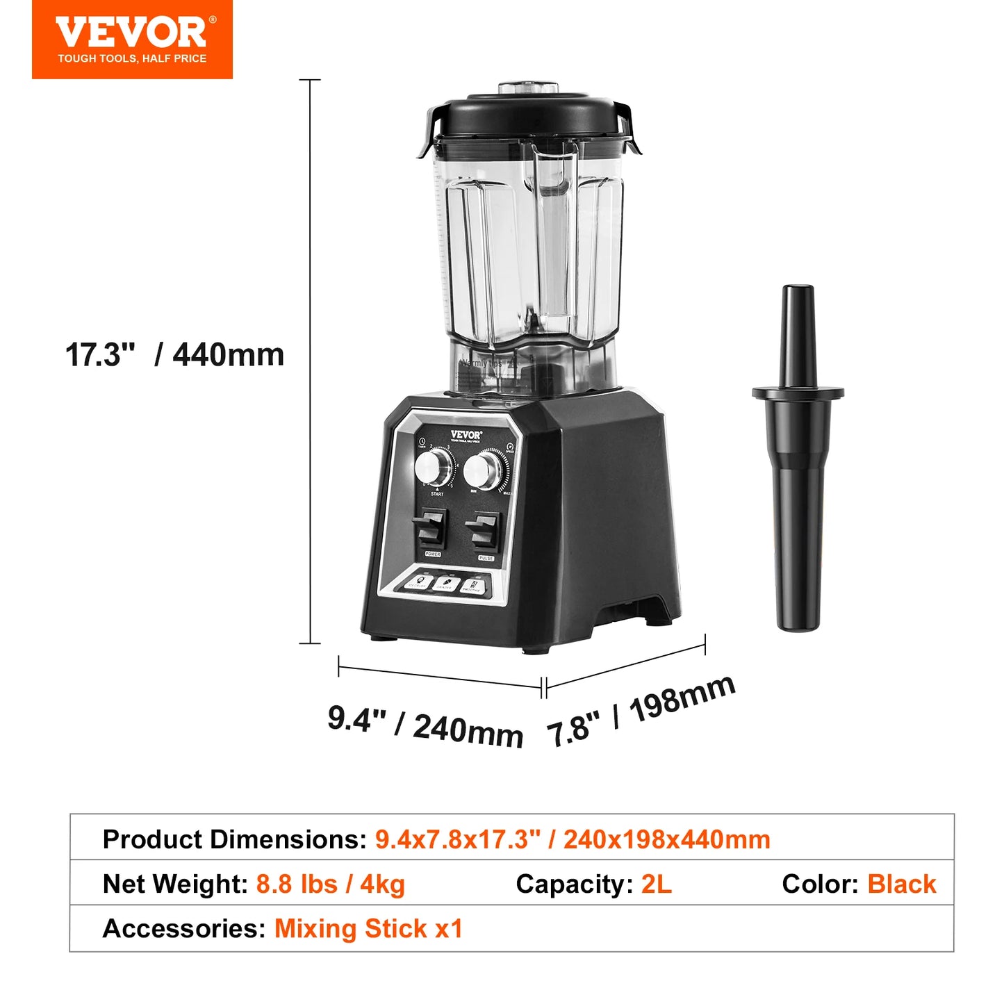 VEVOR Countertop Blender For Smoothies And Recipes