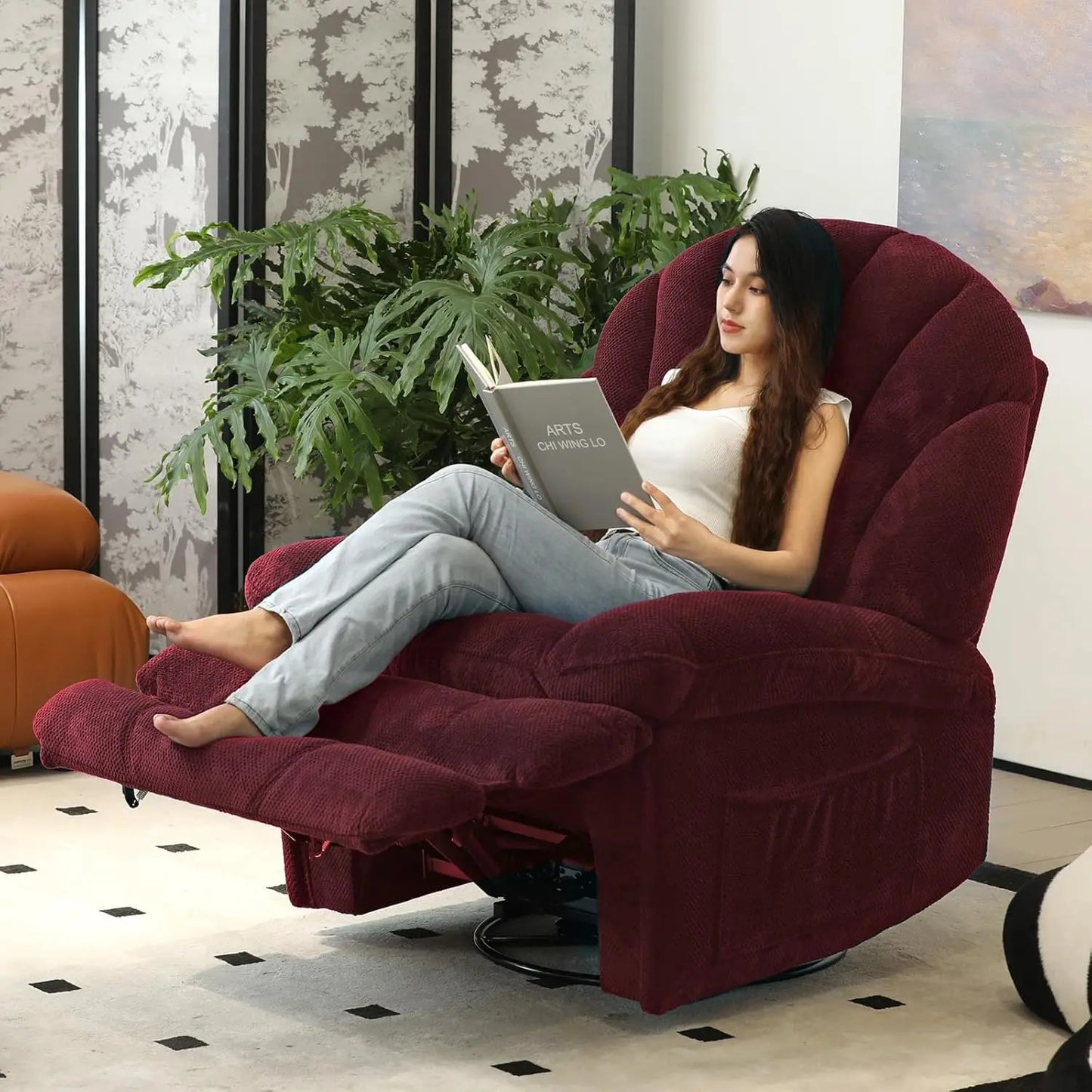Dual Motor Power Swivel Rocker Recliner Chair With Adjustable Backrest