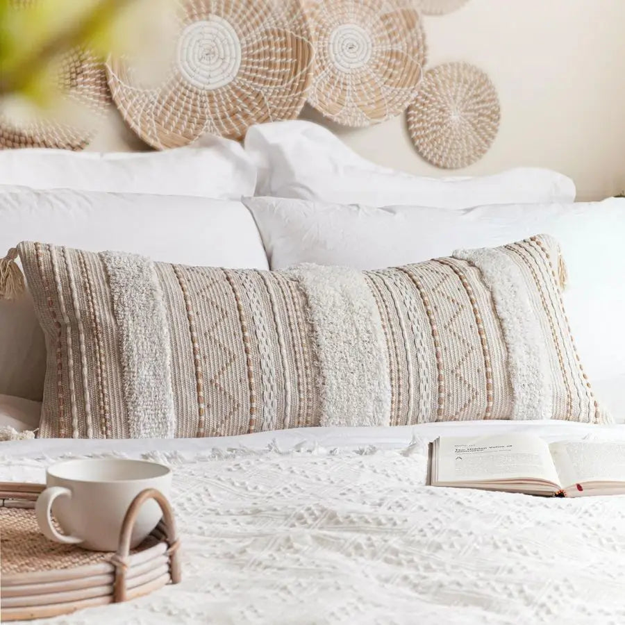 Boho Tufted Lumbar Pillow Cover For Bed Throw Cushion