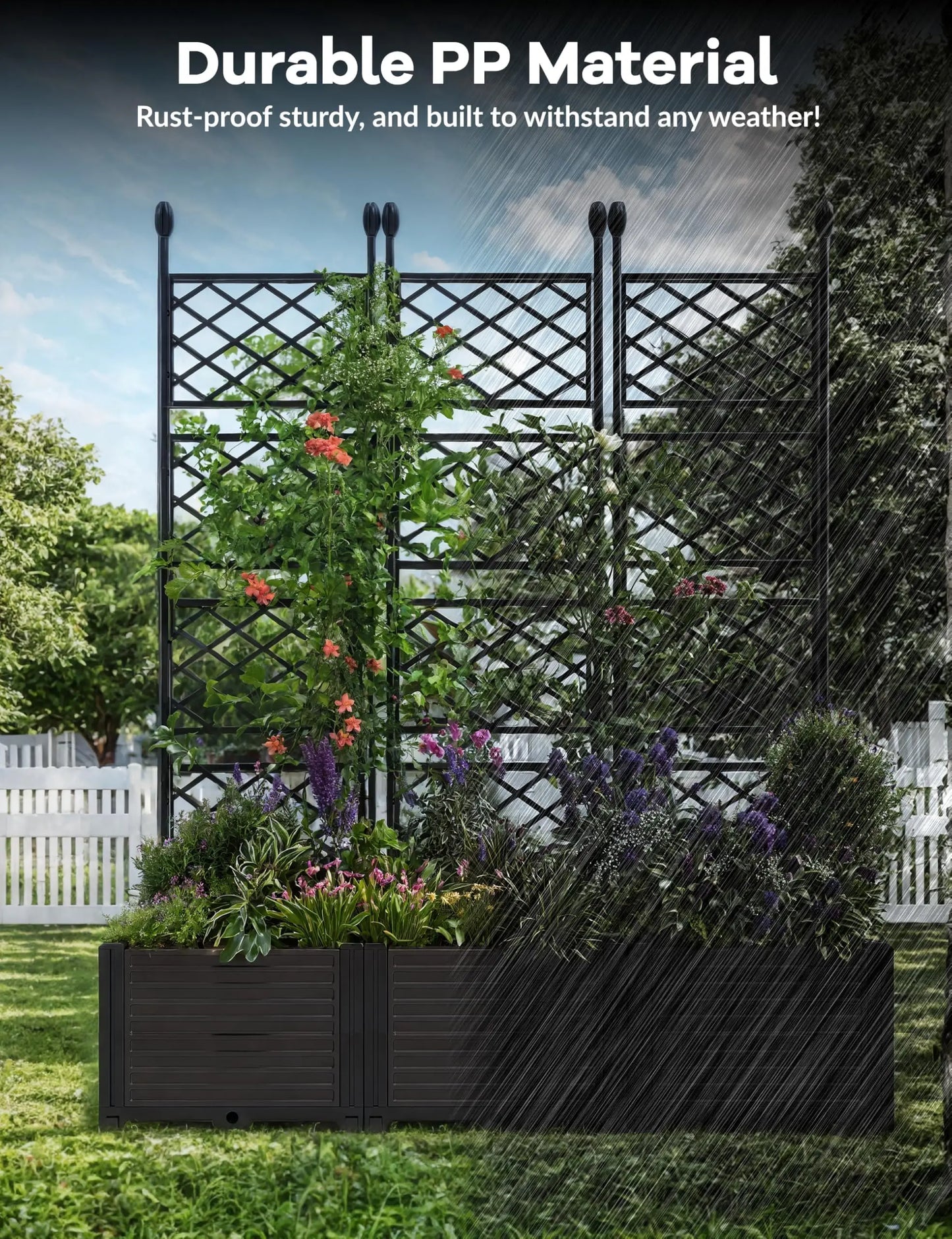 HiMISS Planter Box With Trellis For Climbing Plants