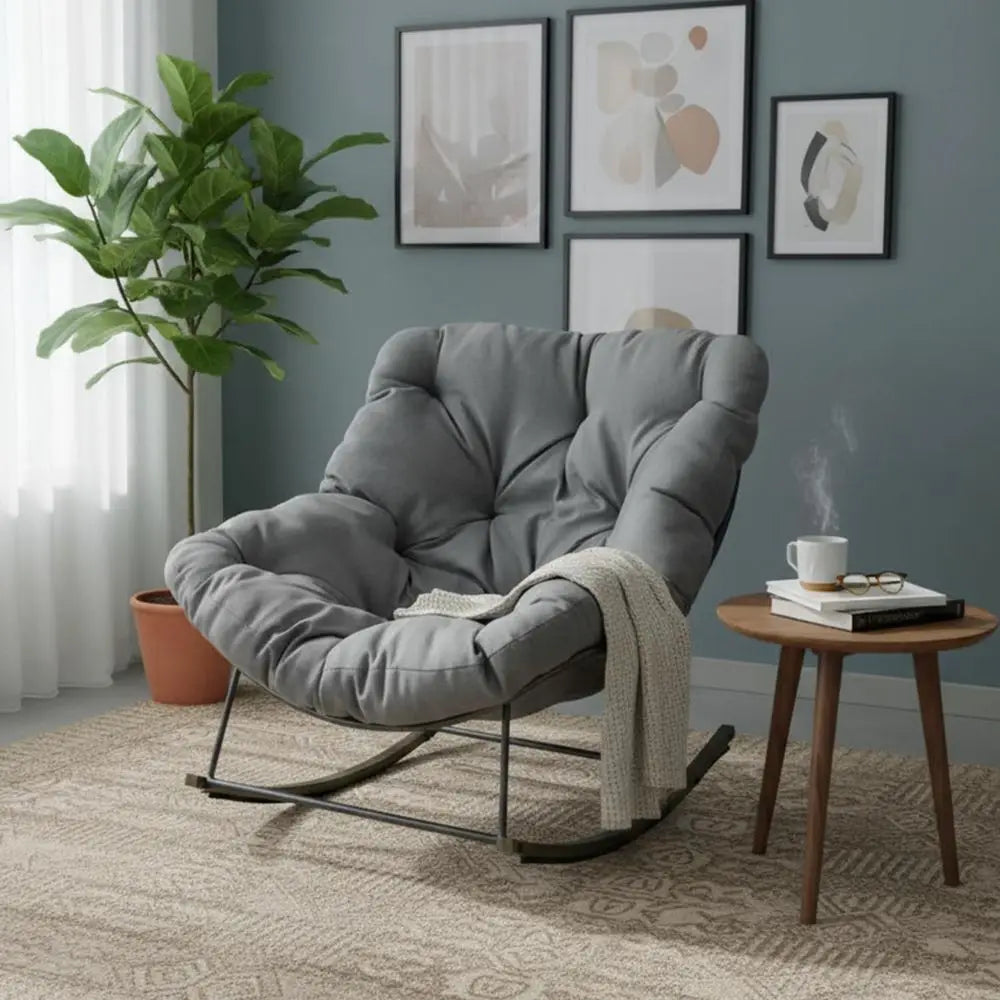 Outdoor Rocking Chairs Set, Two Papasan And Egg Chairs For Patio