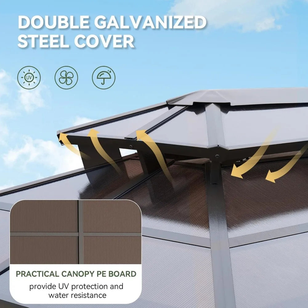 DUOFU Aluminum BBQ Gazebo With Shelves For Patio And Garden