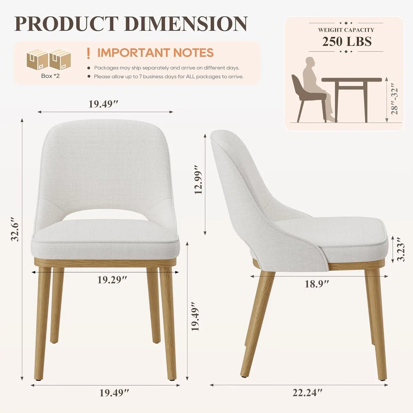 Modern Upholstered Dining Chairs Set Of 4 With Open Back Ergonomic