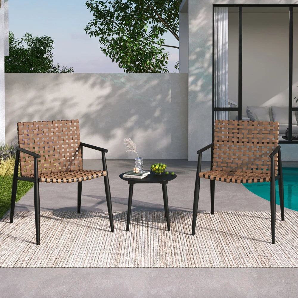 LISM PE Rattan Chat Set Two Chairs With Glass Table