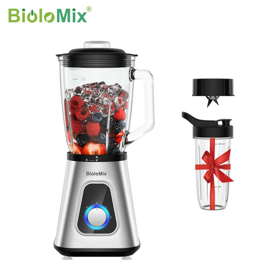 Biolomix 1300W Smoothie Blender Glass Jar For Frozen Drinks