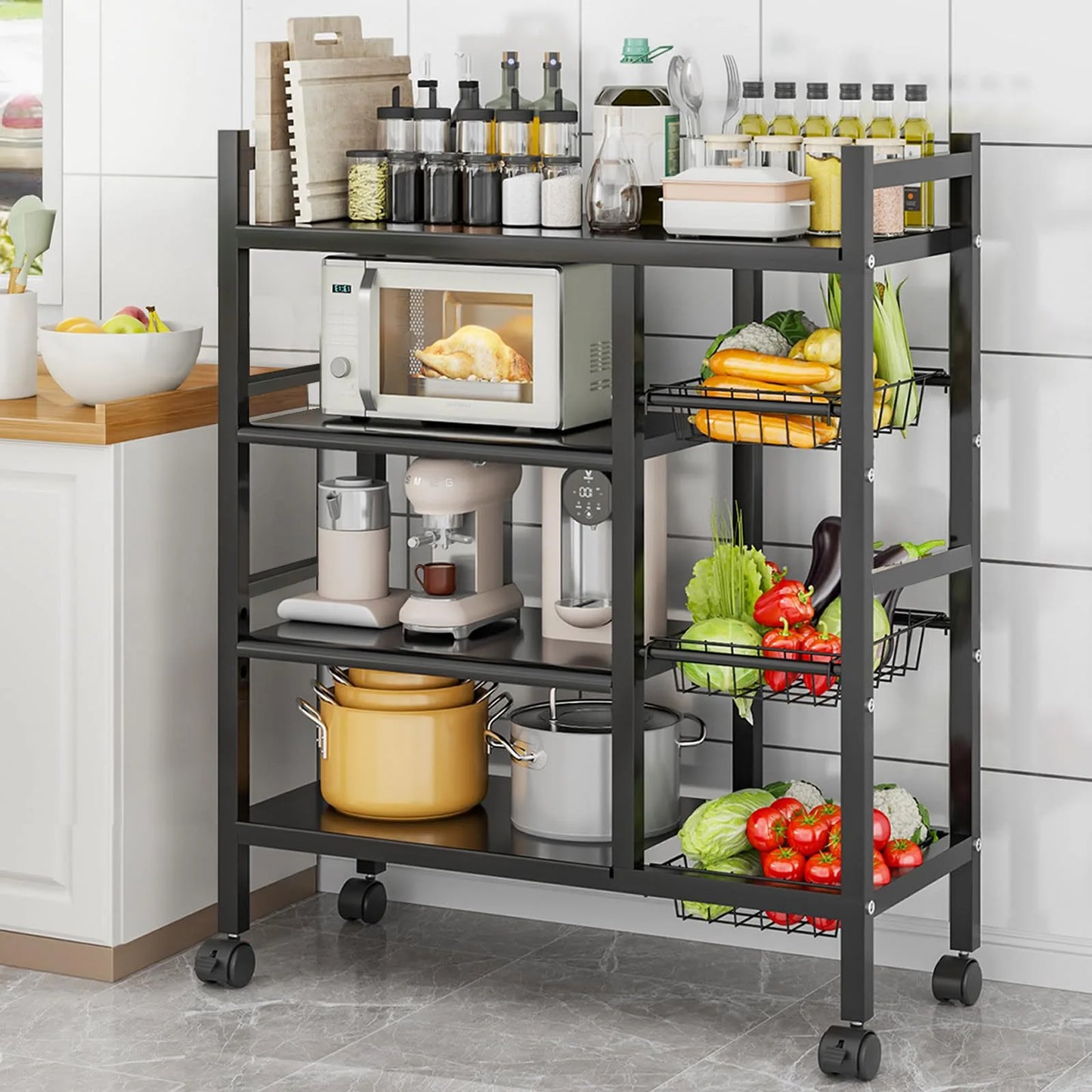 Multi-Functional Removable Cabinet Storage Rack Four-Tier Metal