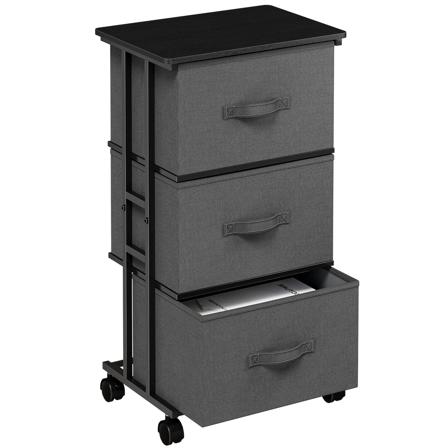 JHK Rolling Dresser Storage Cabinet With Steel Frame And Wheels