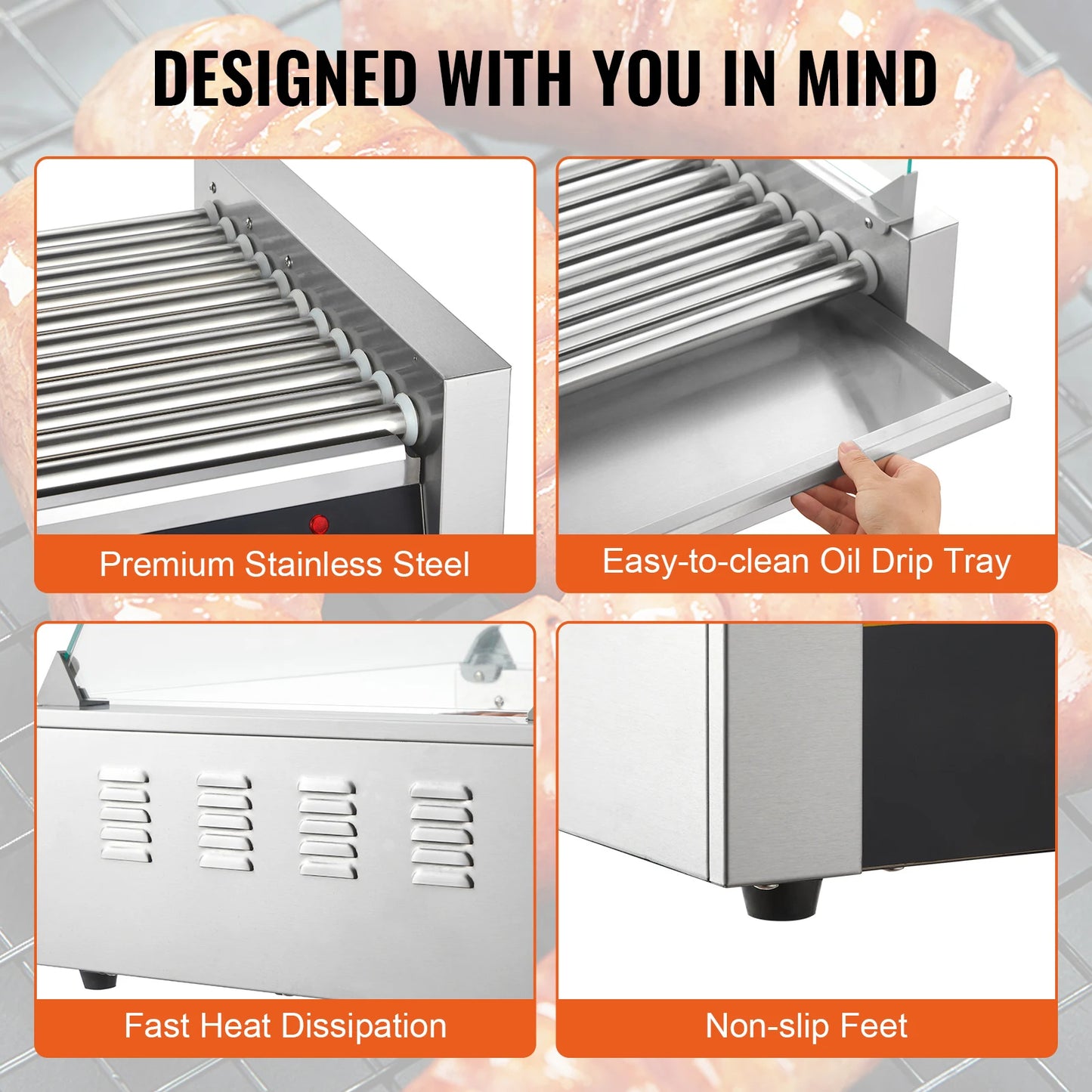 SucceBuy Commercial Hot Dog Roller Sausage Maker 110V Barbecue Grill