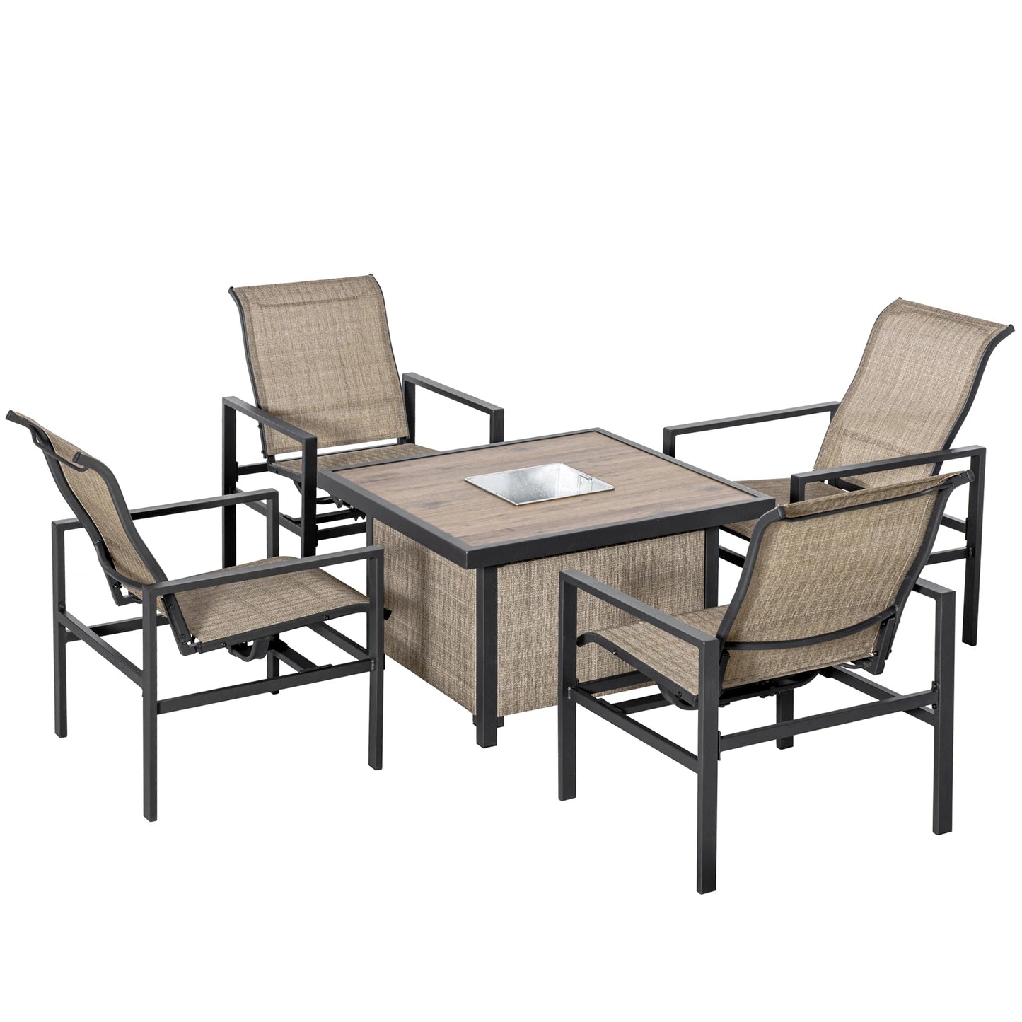 Steel Patio Dining Set With Ice Bucket And Rocking Chairs