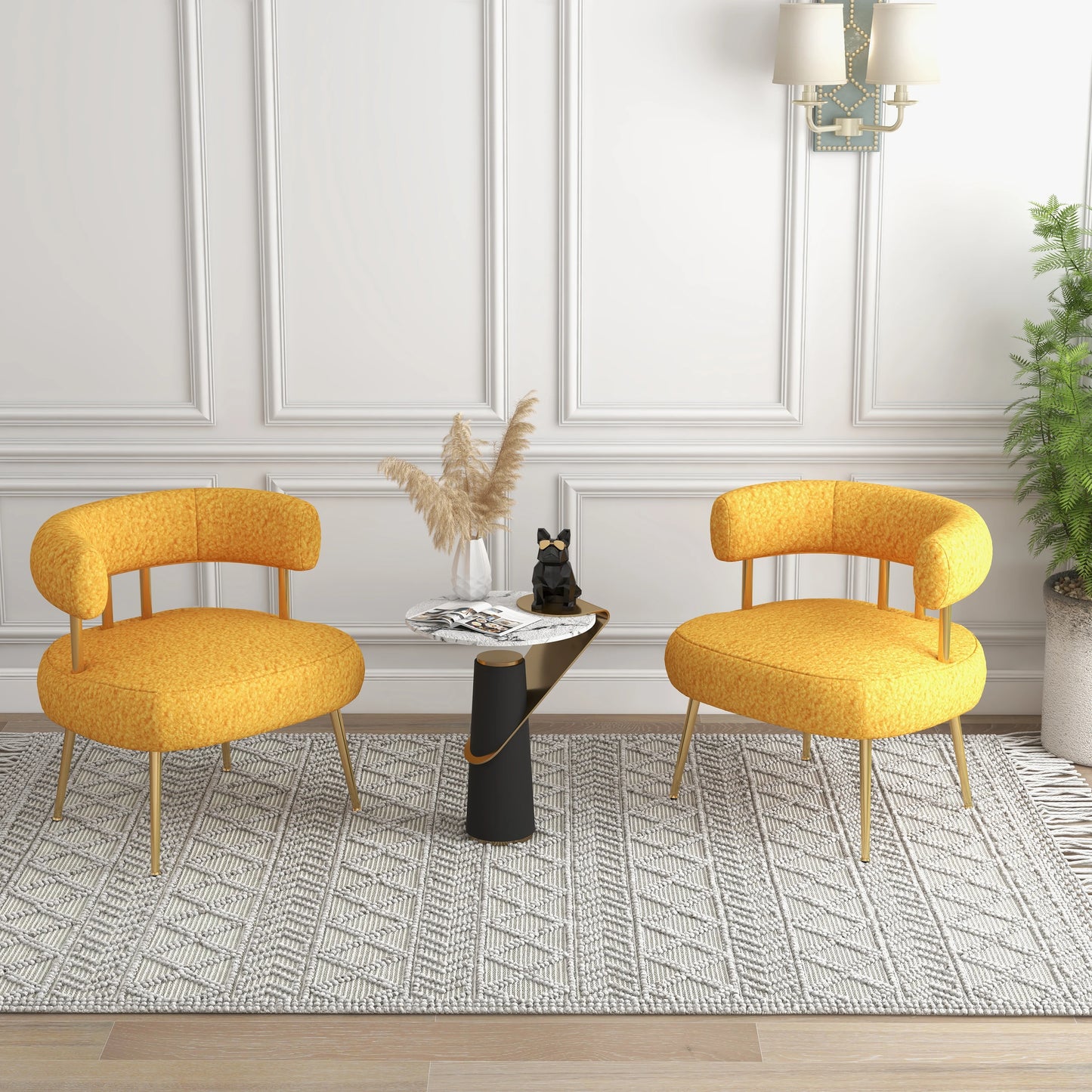 Elegant Mid Century Velvet Accent Chair With Golden Legs