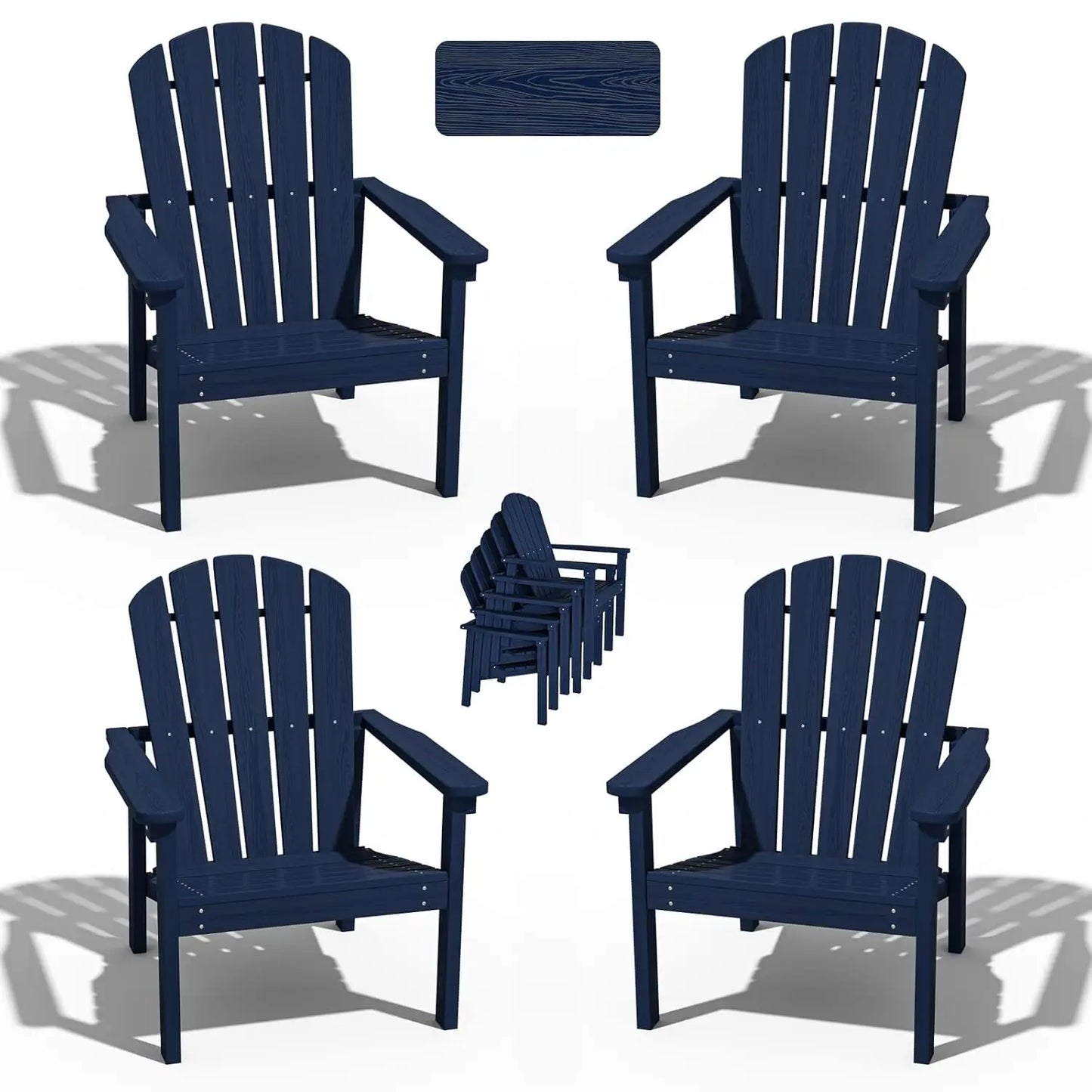 Outdoor Patio Stackable HDPE Adirondack Chairs Set of 4
