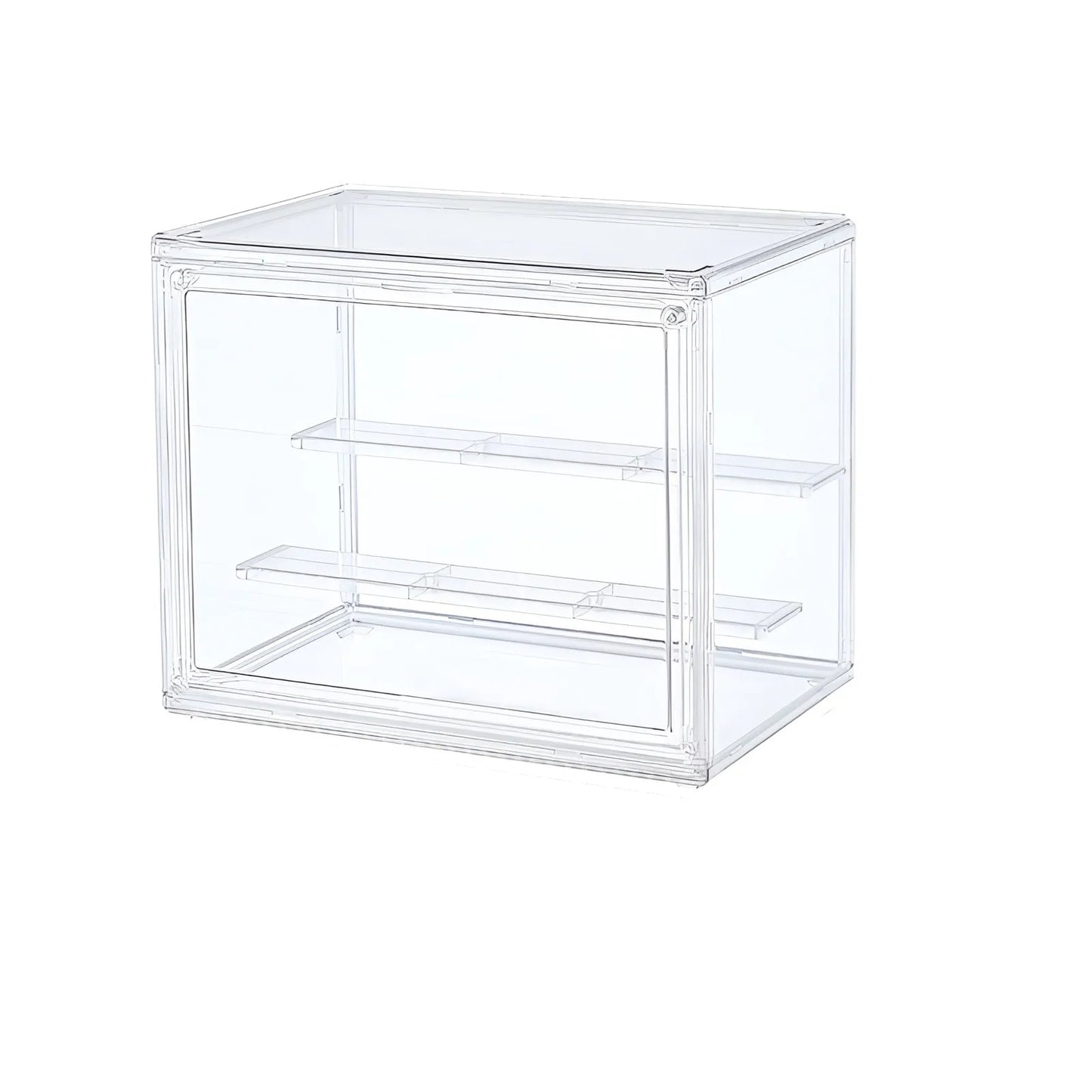 Clear Display Box Stackable Plastic Storage Bins for Collectibles and Cosmetics