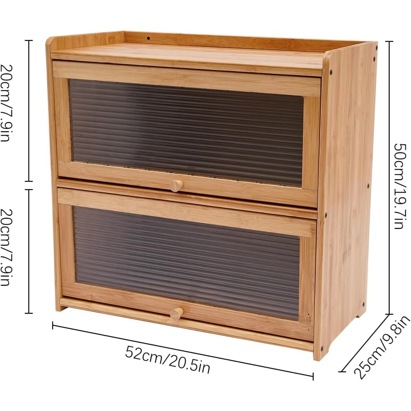 2-Tier Bamboo Kitchen Organizer Cabinet With Clear Acrylic Doors