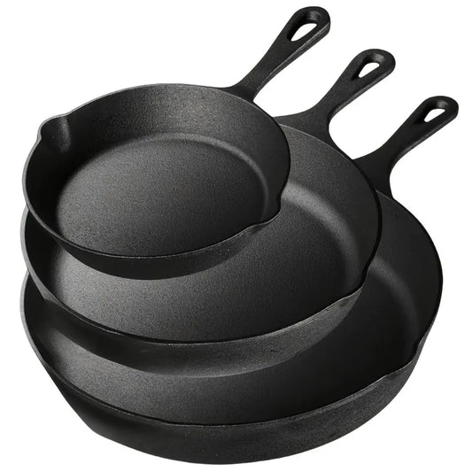 AEDG 3-Piece Cast Iron Skillet Set Pre-Seasoned For Oven Grill