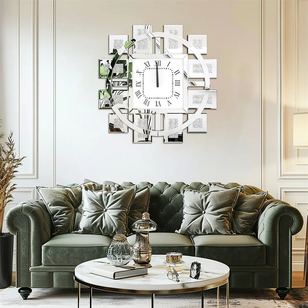 Decorative Wall Clock With Crushed Diamond Inlay Battery Operated